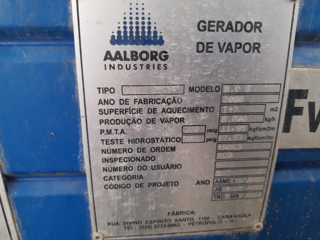Caldeira Usada 5 ton/h e 11 bar, Caldeira Usada 5 ton/h e 11,5 bar